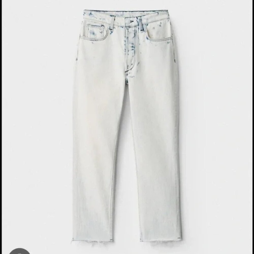 NWT Rag & Bone Nina High Waist Distressed Ankle Cigarette Jeans in Half Moon 28